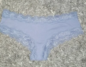 NeW Vs Pink Lace Trim Cheekster Panty Medium Blue - Picture 1 of 2