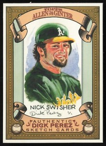 2007 Topps Allen & Ginter Dick Perez Nick Swisher #20 Oakland Athletics