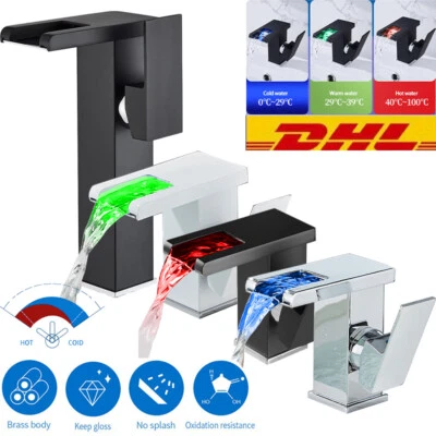 Waschtischarmatur Bad Wasserfall Wasserhahn Badarmatur Waschbecken Mischbatterie - Bild 1 von 4