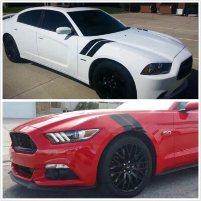 Pair Car Fender Stripe Hash Mark Stripe Vinyl Decal Sticker Waterproof 56 x 10cm - Image 1 of 4