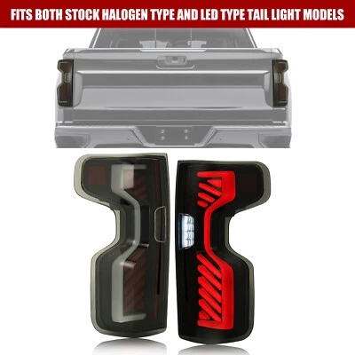 LH+RH For Chevy Silverado 1500 2500HD 3500HD 19 20-23 LED Tube Smoke Tail Lights - Image 1 of 4