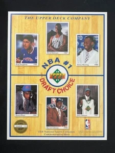 1991 Upper Deck NBA #1 Draft Choice Promo Sheet David Robinson Larry Johnson - Picture 1 of 2