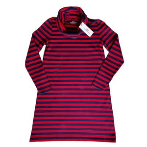 Vineyard Vines Red Navy Stripe Cowl Neck Dress Girls L (14) NWT - Picture 1 of 6