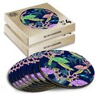 8x Round Coasters in the Box - Sea Turtle Coral Reef Pattern  #14406
