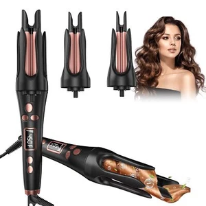 3 in 1 Rotating Curling Iron Set Ceramic Automatic Curling Iron 3 Barrel3/4”/... - Picture 1 of 9