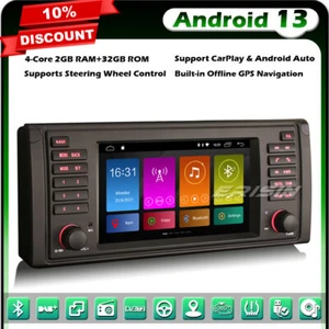 32GO Android 13 Autoradio DAB+ 4G CarPlay DSP TNT GPS BMW 5 Série E39 X5 E53 M5 - Afbeelding 1 van 13