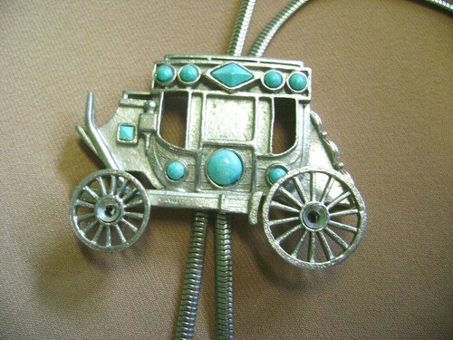 COACH COLLANA VINTAGE SUD OVEST TURCHESE PALCO ALLENATORE SLIDER BOLO CRAVATTA LARIAT!!!!