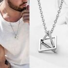 Geometric Hollow Triangle Necklace Pendant Stainless Steel Men Jewelry Gifts