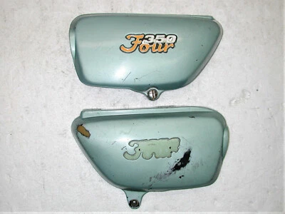 Винтажный комплект из четырех зеленых боковых чехлов для Honda CB 350F от оригинального производителя слева и справа  - Изображение 1 из 4