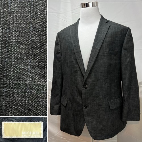 Giacca blazer 2 bottoni Michael Kors uomo 50R grigio antracite a quadri cappotto sportivo