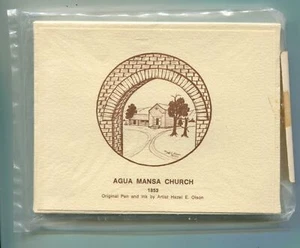 Hazel E. Olson Note Cards Agua Mansa Church California 1853 Pen and Ink Drawing - Picture 1 of 2