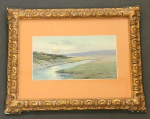 John Alfred Cook (1870-1936) J.A. Original Aquarell Gemälde Sonnenuntergang Landschaft - Bild 1 von 10