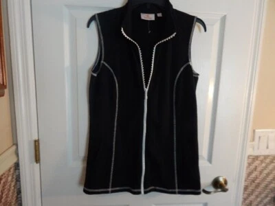 Quacker Factory French Terry Rhinestone Zipper Vest (XS) - Image 1 of 4