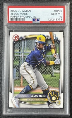 JESUS MADE PSA 10 2025 BOWMAN #BP-66 PROSPECT BREWERS 3373 - Image 1 of 2