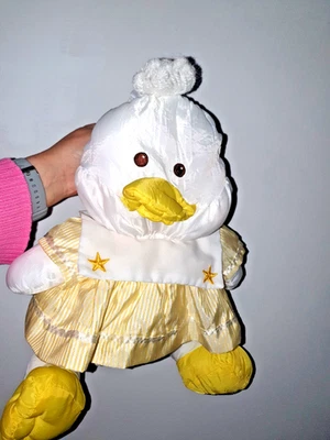 PUFFALUMP white yellow duck soft NYLON toy + CLOTHES FISHER PRICE VINTAGE - Image 1 of 4