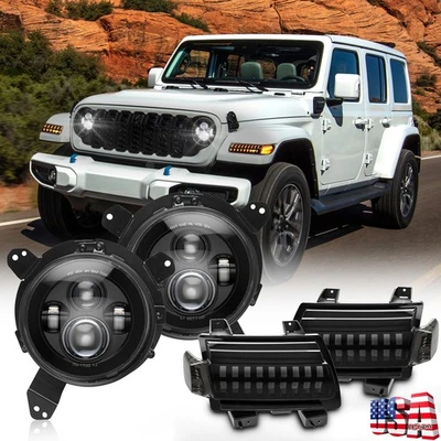 9" Combo LED Headlights Turn Lamp for Jeep Wrangler Unlimited Sport JL 2018-2026 - Image 1 of 4