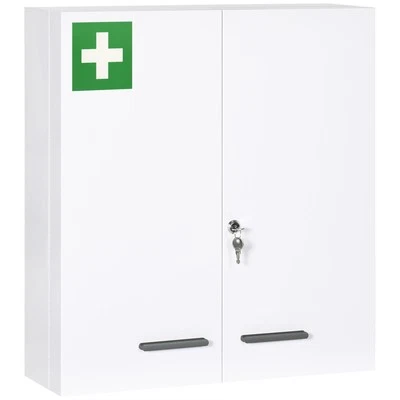 kleankin Armadietto Medicinali a 6 Ripiani in Acciaio 55x18x60 cm Bianco
