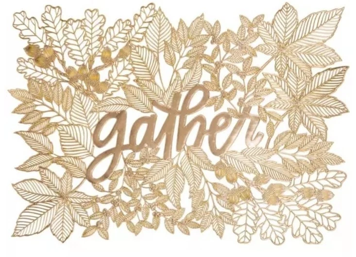 6 Gold "Gather" Placemats Sturdy Plastic New From Hobby Lobby ~ FREE SHIPPING  - Image 1 of 1