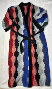 Vintage Christian Dior Monsieur Terry Cloth Aztec Colorful Robe - Picture 1 of 5