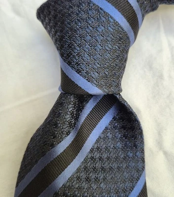 Corbata de seda tejida a rayas gris negro azul Tom Ford nueva con etiquetas Italia $280 Foto 1 de 4