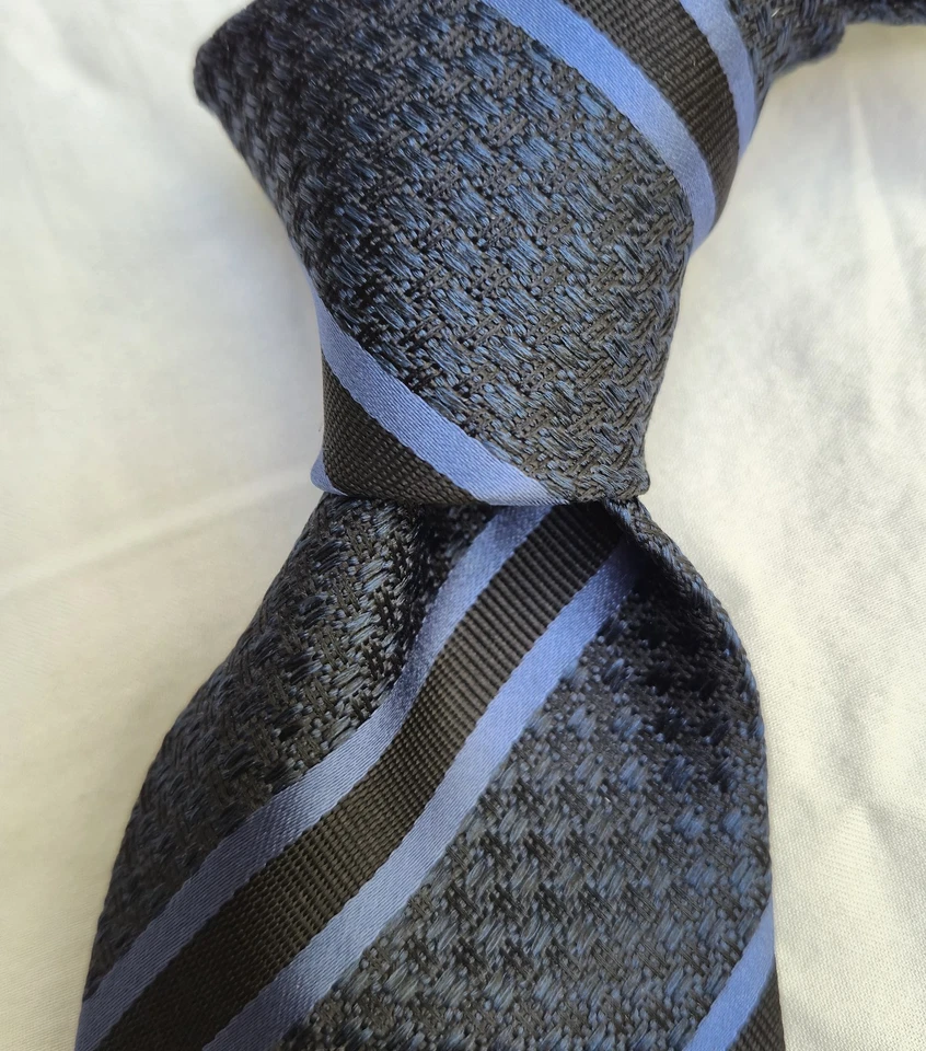 Corbata de seda tejida a rayas gris negro azul Tom Ford nueva con etiquetas Italia $280 Foto 1 de 4