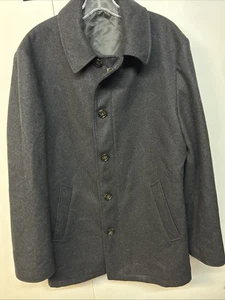 Lauren Ralph Lauren Coat Womens Medium Black Wool Blend Overcoat Zipper 5Buttons - Picture 1 of 5