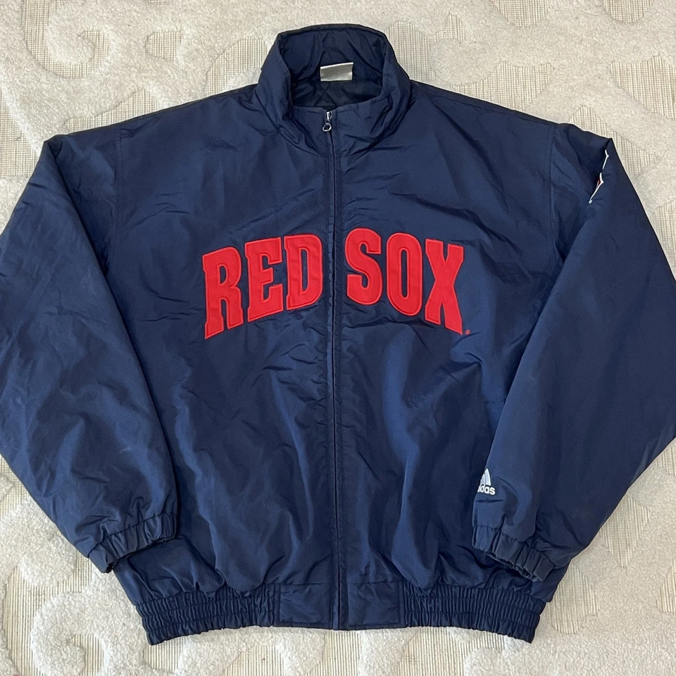 Jaqueta de beisebol esportiva vintage Adidas Boston Red Sox azul marinho vermelha tamanho L Y2K - Imagem 1 de 4