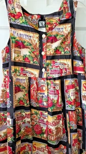 Vtg AG Collection Midi Dress Fall Farmers Market Harvest Patchwork USA Medium - Picture 1 of 9