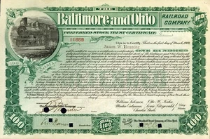 1901 Baltimore & Ohio Stock  Certificate - Picture 1 of 1