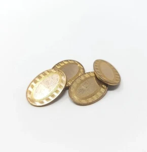Vintage Men's Gold tone Cufflinks with art nouveau engraving - Picture 1 of 5