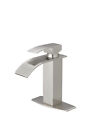BESy Bathroom Faucet with Waterfall Spout, Single Faucet for Basin Sink