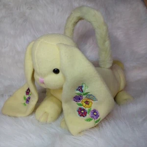 Plüschgelb 15 Zoll Osterhase Korb Suffed Tier bestickt Blumen LESEN - Bild 1 von 20