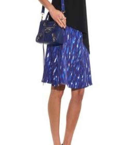 Gonna Balenciaga blu in seta stampata taglia 12 FR 40