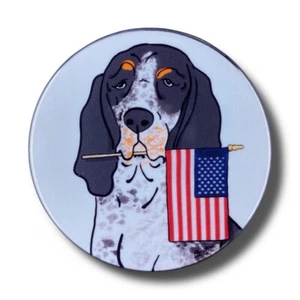 Bluetick Coonhound Dog USA Flag Patriotic Magnet Handmade Holiday Gift 3.5" - Picture 1 of 17