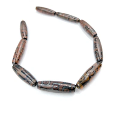 Piedra de ágata de impresión marrón forma larga ovalada para hacer joyas Foto 1 de 3