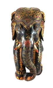 Vintage Elephant Statue Fine Engraved Painted Enamel Design Figure Home Décor - Picture 1 of 12