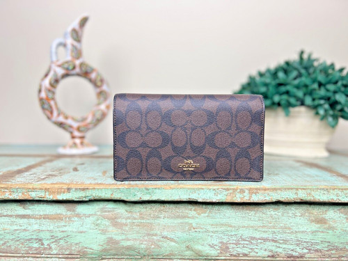 Coach Anna Foldo Pochette a tracolla in tela firmata marrone nero (3036)