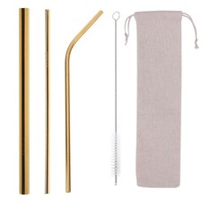 Reusable Stainless Steel Straw Storage Bag Metal Drinking Straws Organizer Bags