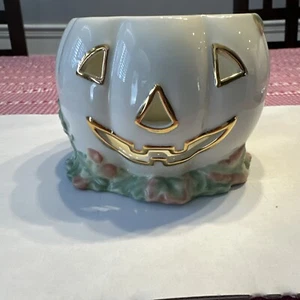 Lenox Pumpkin Jack O Lantern JOL Tealight Candle holder Votive Halloween - Picture 1 of 12