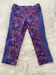 Tea Collection Girls 5 Crop 3/4 Leggings Athletic Pants Pink Purple Pink EUC - Picture 1 of 12