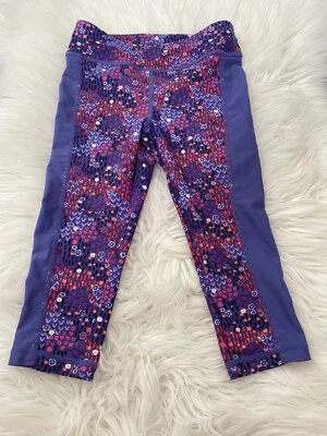 Tea Collection Girls 5 Crop 3/4 Leggings Athletic Pants Pink Purple Pink EUC - Image 1 of 4