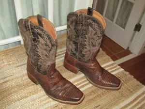 Dan Post Boots DP2336 Men's size 9 D Square Toe Lizard Cowboy Western Boots - Picture 1 of 10
