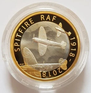 2018 Royal Air Force RAF Spitfire UK Silber PP Piedfort Two Pounds £2 Münze - Bild 1 von 4