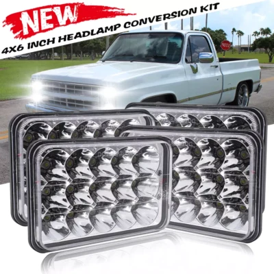 4x Fit GMC C4500 C5500 Topkick 2003-2009 4x6" LED Headlights HI-LO Beam - Image 1 of 4