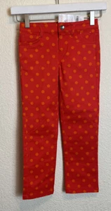 NWT Gymboree Girls Size 5 Red Orange Polka Dot Pants Jeans Cotton Adjustable - Picture 1 of 3