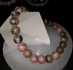 New Rhodenite 8mm Stretch Beaded Bracelet “Emotional Balance” Peru Very Pretty! - Picture 1 of 3