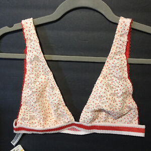 NWT NEW Free People Lace Blossom Bra Bralette -- SMALL Red Orange Ivory 