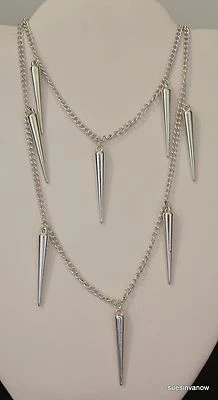 Collar Cono Plateado Precioso Divertido Elegante Genial Brillo Glamour atrevido Único Elegante Foto 1 de 4