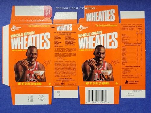? 1991 WHEATIES MICHAEL JORDAN CHICAGO BULLS FLAT MINI BOX Serie # 27 ?