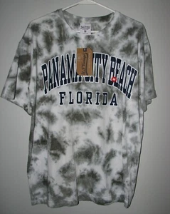 Panama City Beach FL US Souvenir Tie Dye T-Shirt Top M New by US Vintage gray - Picture 1 of 3